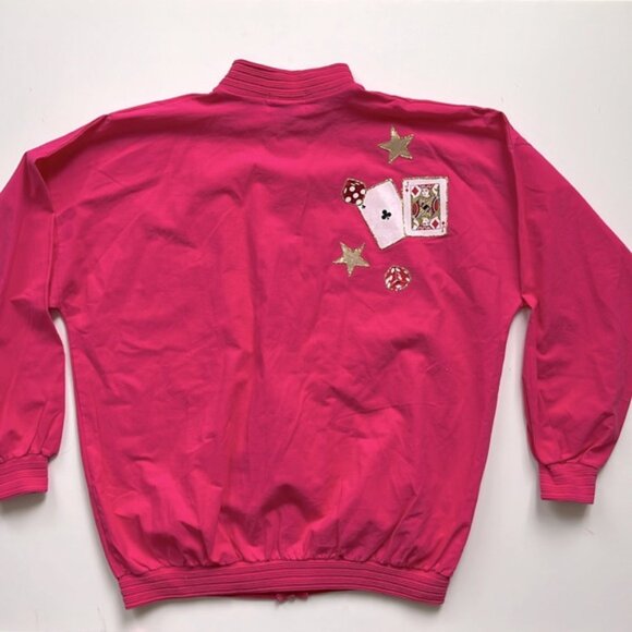 VINTAGE COTTON LAS VEGAS BOMBER JACKET WITH PLAYING CARDS FABULOUS APPLIQUÉS - Picture 9 of 10